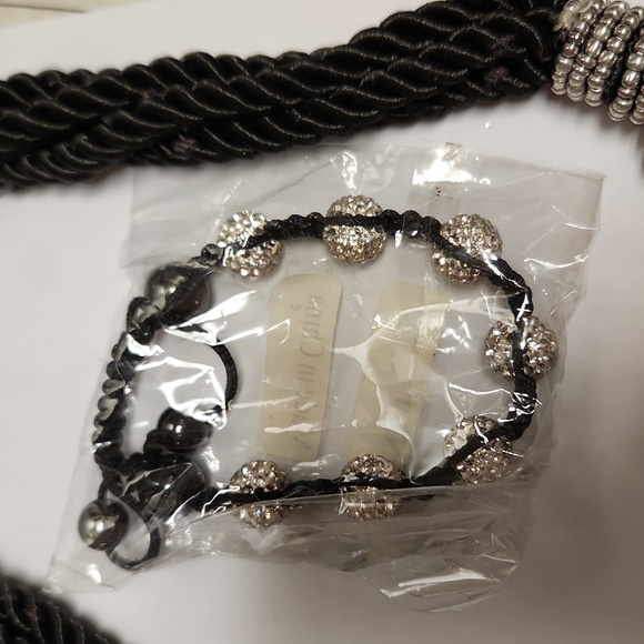 Vintage necklace lot and bracelet black cz silvertoned fashion - Picture 2 of 4